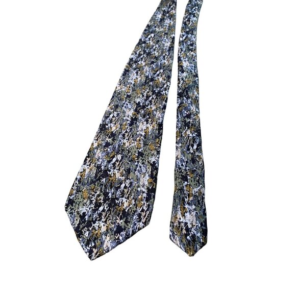 Cocktail Collection Silk Tie Abstract Pattern Mens Blue Green Gold - Picture 1 of 6